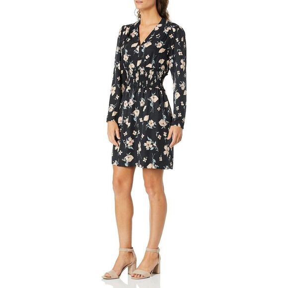Rebecca Taylor Dress 00 Daniella‎ Black Pink Floral Print Women’s Silk NWT - Picture 1 of 8